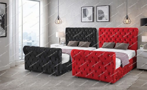 Sleigh bed frame - sleigh, gas