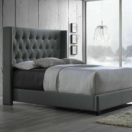 Winged upholstered bed - winged, frame
