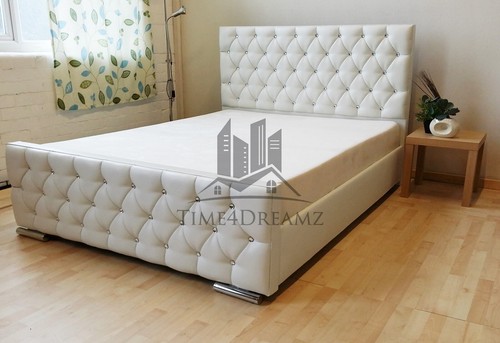 Diamond upholstered white bed - diamond,