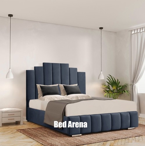 Plush velvet panel bed frame - panel,