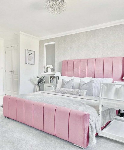 Plush velvet panel bed - velvet,