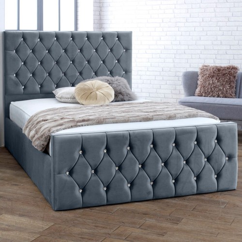 New ottoman steel grey plush - steel,