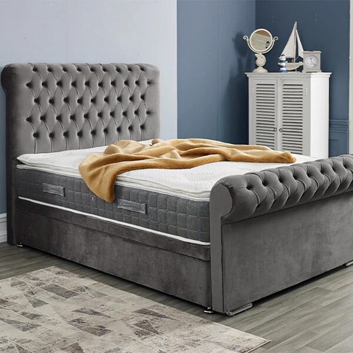 Sleigh bed frame plush velvet - sleigh,
