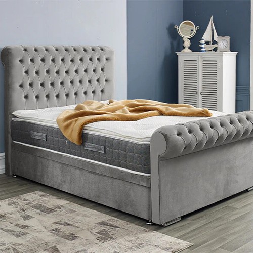 Sleigh bed frame plush velvet - sleigh,