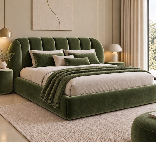 Plush velvet ottoman - velvet,