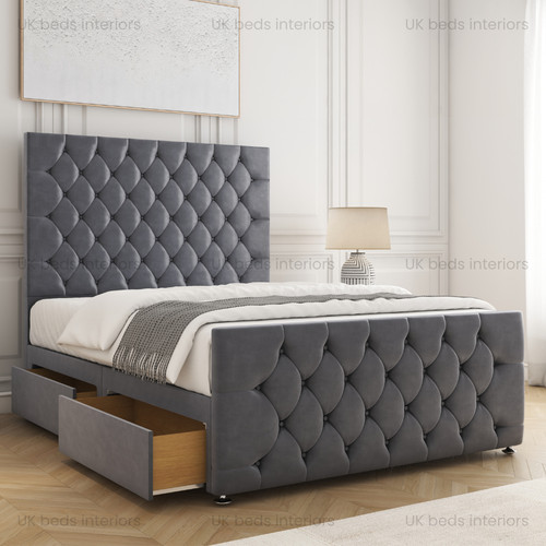 Plush velvet divan bed - bed, set