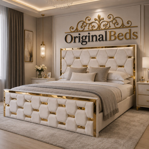 Luxury gold strip storage bed - gold, strip,