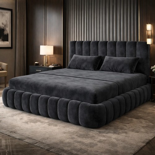 Teddy plush velvet ottoman - teddy,