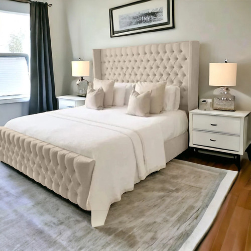Ottoman winged bed - winged, plush