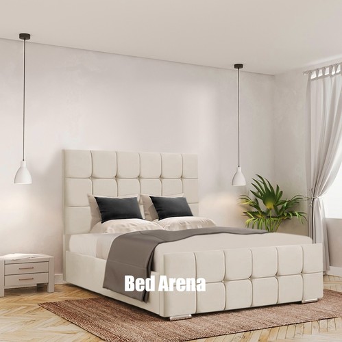 Plush velvet cube bed frame - velvet,