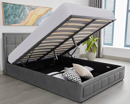 Velvet ottoman storage bed - storage,