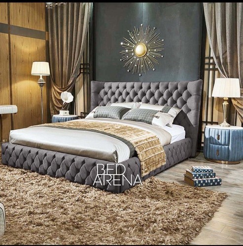 Turkish velvet wing back bed - back,