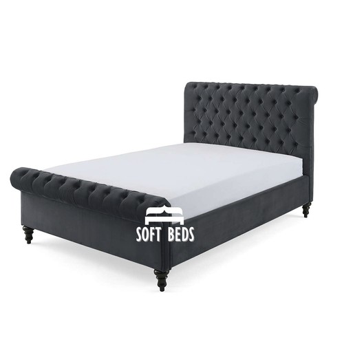 Plush velvet sleigh bed - plush,
