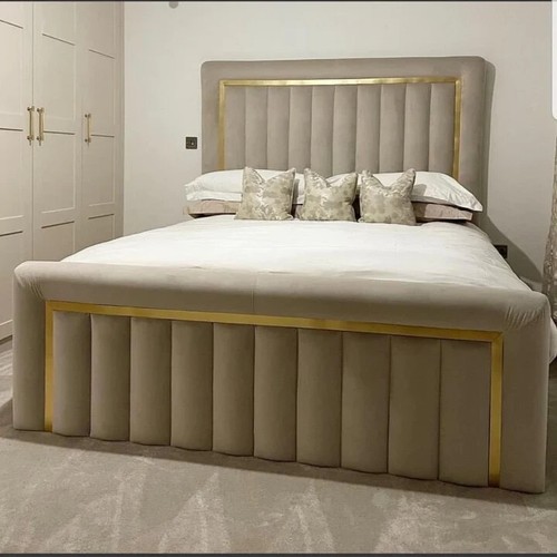 Modern velvet panel bed - , with