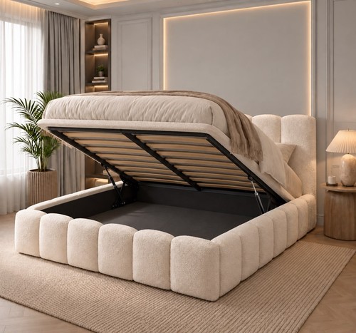 Cloud boucle fabric bed - boucle,